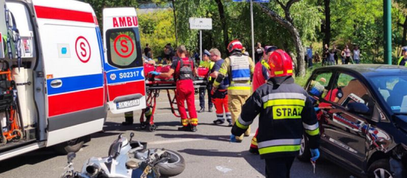 Groźny wypadek z udziałem motocyklisty w Nowym Bytomiu