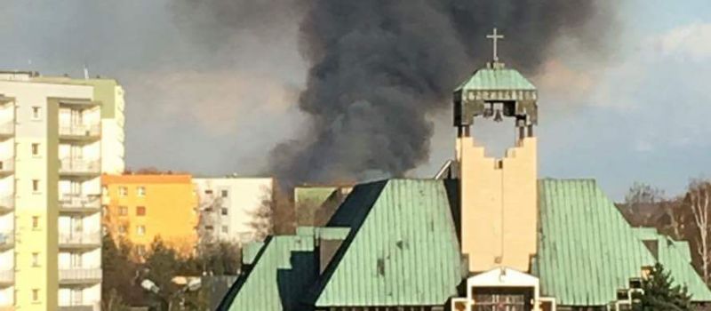 Pożar traw w Rudzie Śląskiej - Bykowinie