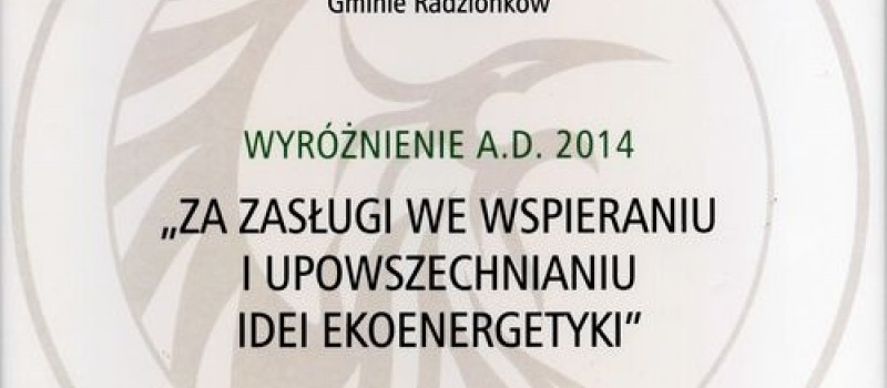 RADZIONKÓW Z NAGRODĄ ZA EKOLOGICZNE POSTAWY